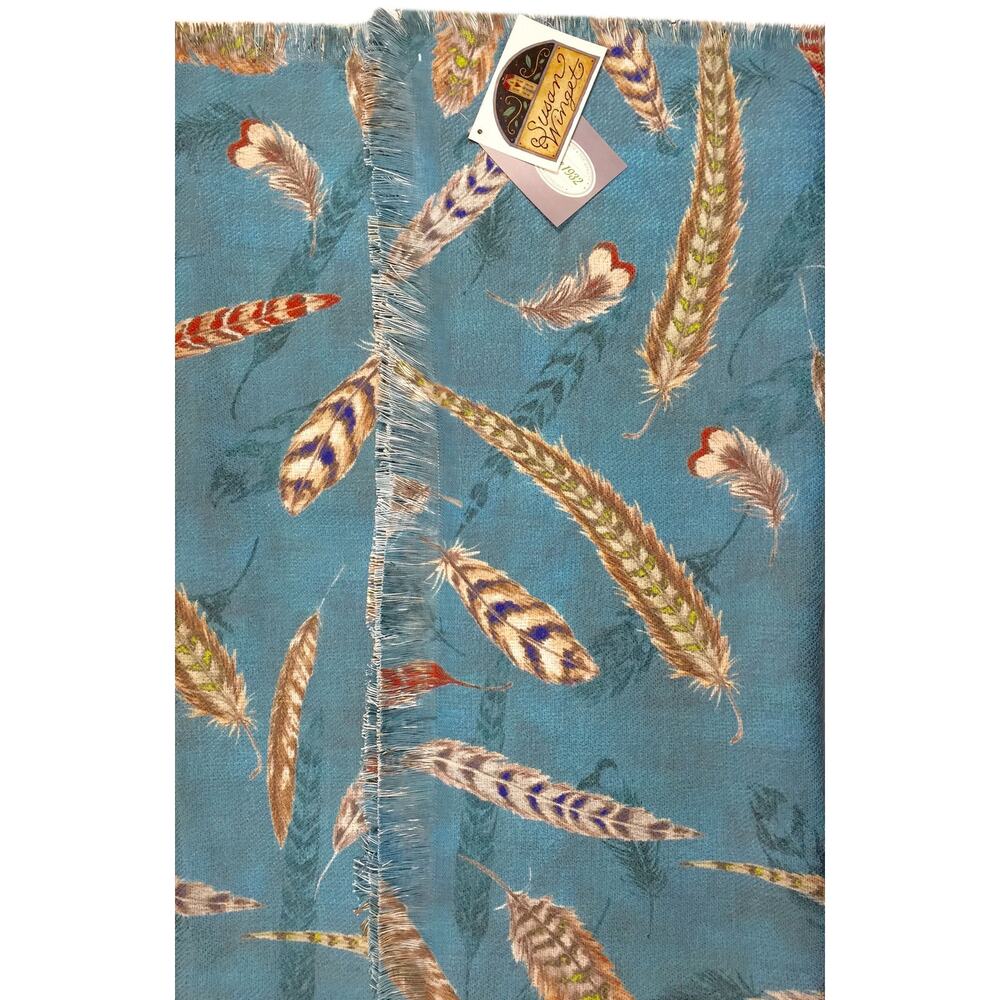 Manual Susan Winget Pheasant Feathers Throw Blanket 50x60 Tapestry Woven New